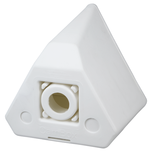 Supporto a parete o palo triangolare - Per esterni - Permette di inserire il cablaggio al suo interno - Colore bianco - Fabbricato in plastica