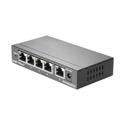 Reyee Switch Cloud Layer  2 - 5 porte RJ45 Gigabit - Velocità della porta 10/100/1000 Mbps - Plug & Play - VLAN/Port Isolation/Loop Detection - Limite di Velocità della Porta