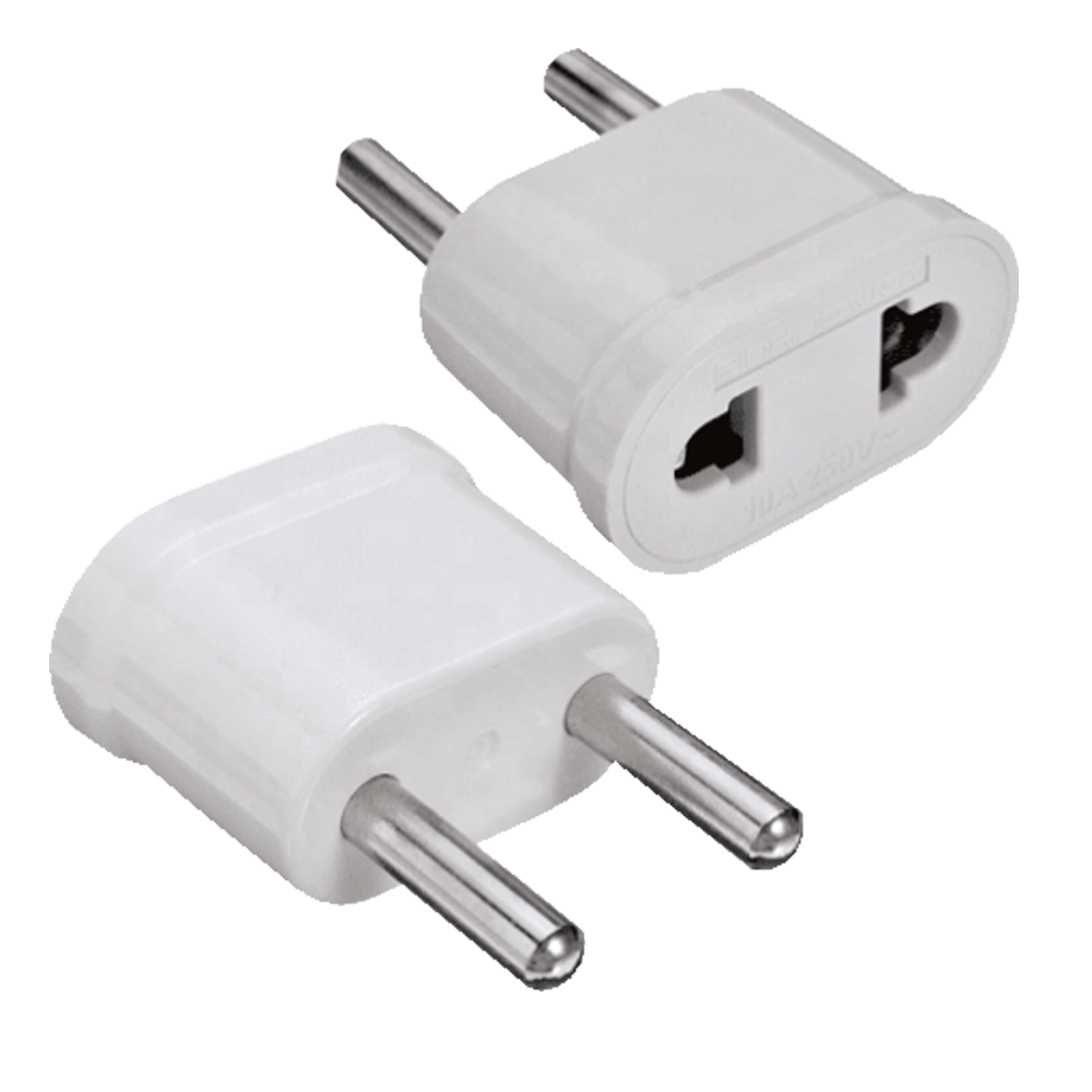 Adapter - Plug Type A (USA) to Plug Type F (EU) - Voltage 250V AC - Maximum  current 10 A - White color – Innowatt