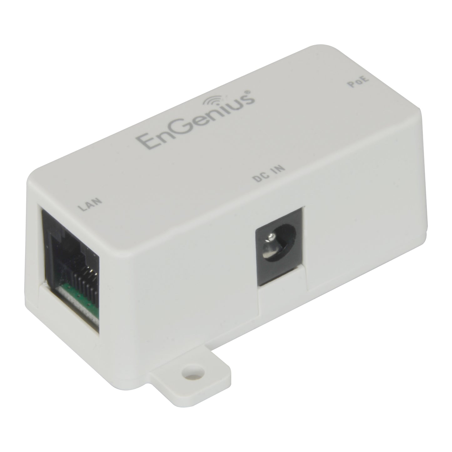 Iniettore PoE - I dati e la potenza su un singolo cavo UTP - Entrata RJ45 / DC IN - uscita RJ45 (PoE e Dati) - Potenza max 15.4 W / DC 24 V - PoE specifico antenne EnGenius