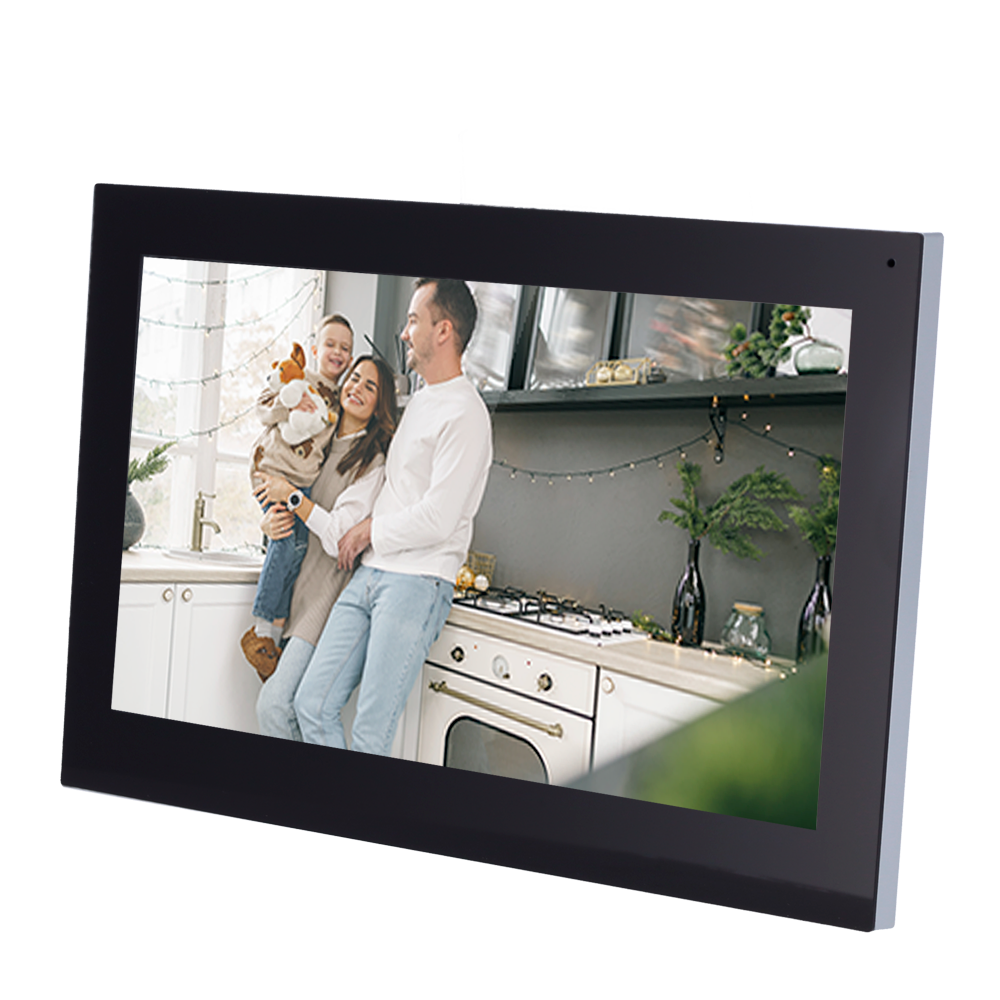 Monitor per Videocitofoni - Schermo TFT da 10" Android 8.1 - Audio bidirezionale e chiamate tra dispositivi - TCP / IP e WiFi - Slot MicroSD | 8 Entrate allarme - Montaggio in superficie
