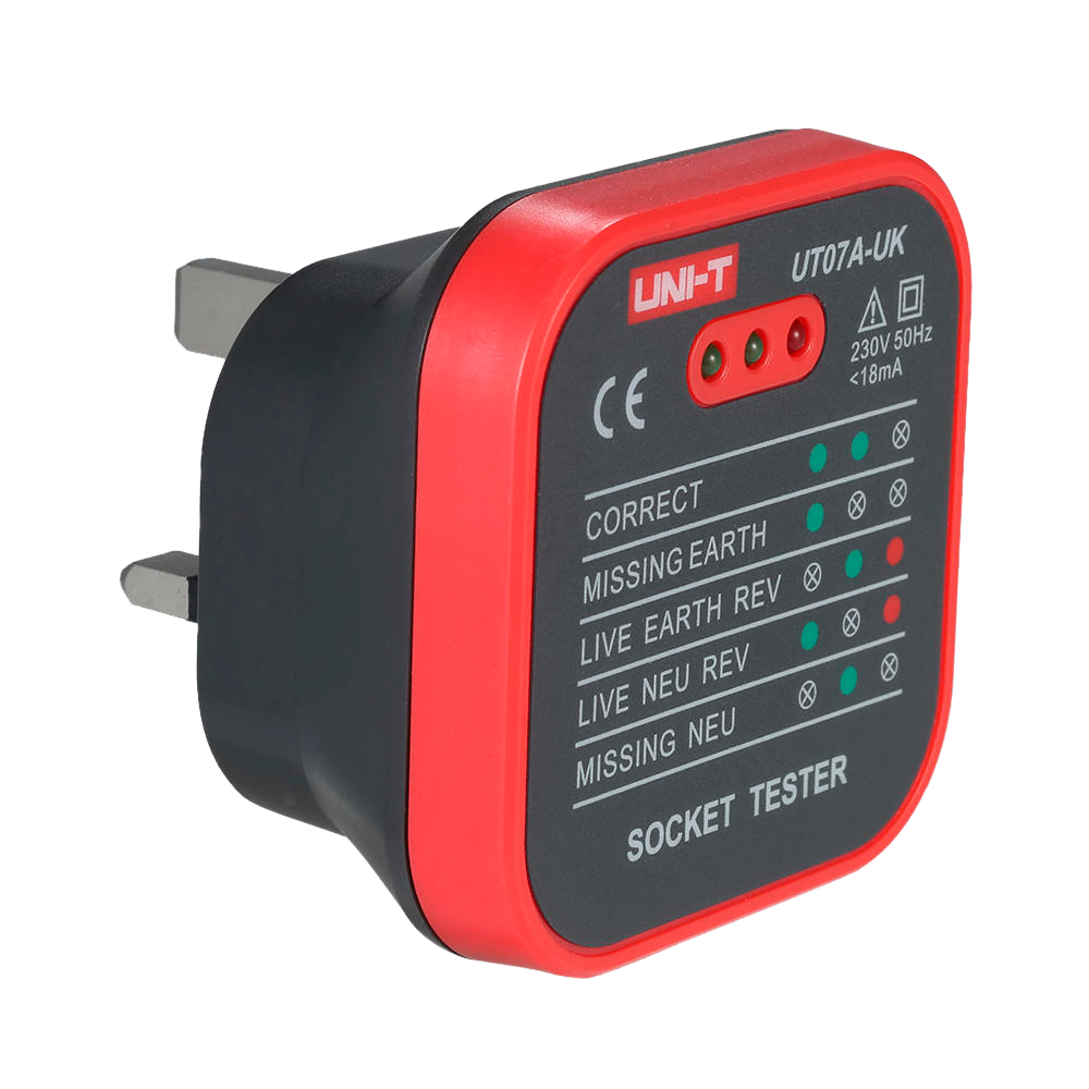 Tester per prese elettriche UK - Verifica degli errori di cablaggio - Test di tenuta