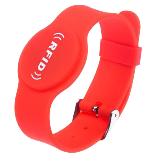 Bracciale di prossimità - ID per radiofrequenza - RFID EM passivo | Massima sicurezza - Frequenza 125 kHz - Colore rosso - Cinturino regolabile per punti