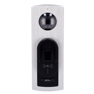 Control de acceso con videoportero - Biométrico y tarjeta EM - 10.000 huellas | 200.000 registros - TCP/IP, RS485, Wiegand y relé - Apto para exterior IP65 - Compatible con software ZKTeco | Aplicación ZSmart