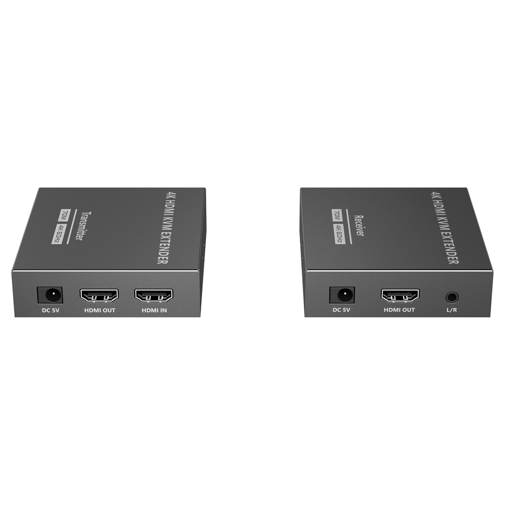 Extensor HDMI con KVM - Emisor y receptor - Alcance 70 m - Sobre cable UTP Cat 7 - Hasta 4K@60Hz - Alimentación DC 5 V