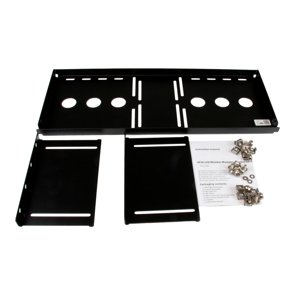 Supporto VESA per installazione in rack - Compatibile con il supporto VESA tra 75~100 mm - Valido per qualsiasi monitor LCD fino a 20" - Alette laterali per rack - Materiale metallico - Colore nero