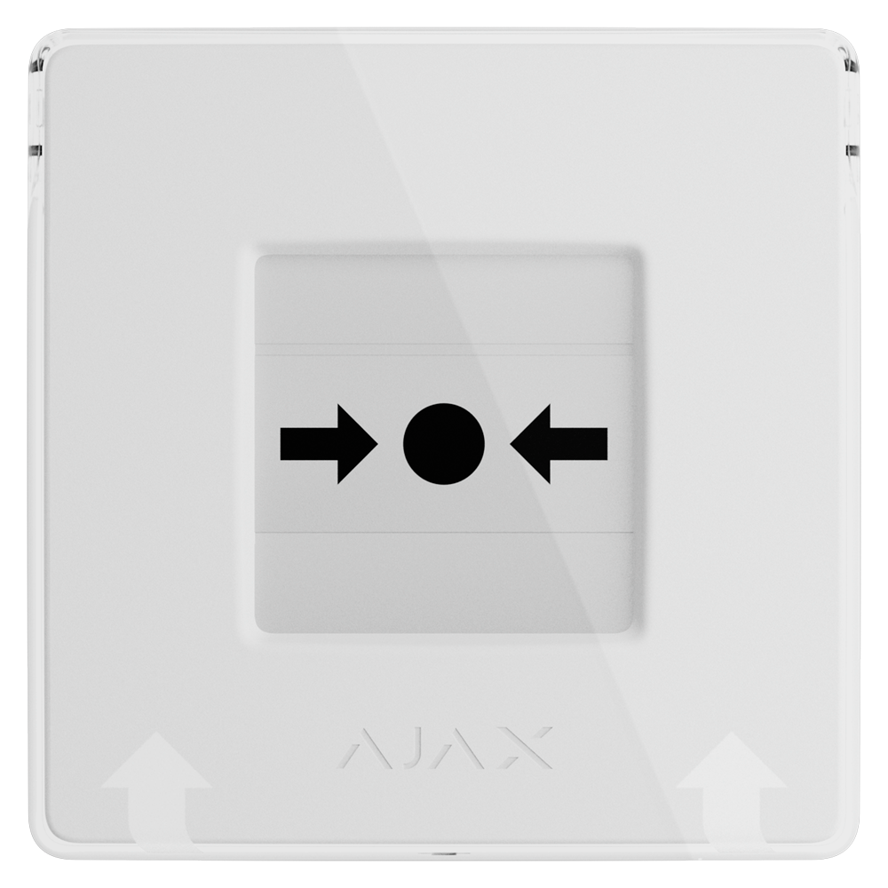 Botón manual de alarma de incendio blanco - Inalámbrico 868 MHz Jeweller - Botón alarma incendio o activador de escenarios - Compatible con función de alarma interconectada - Transmisión de alarmas a CRA (configurable) - Alimentación 2 pilas CR123A