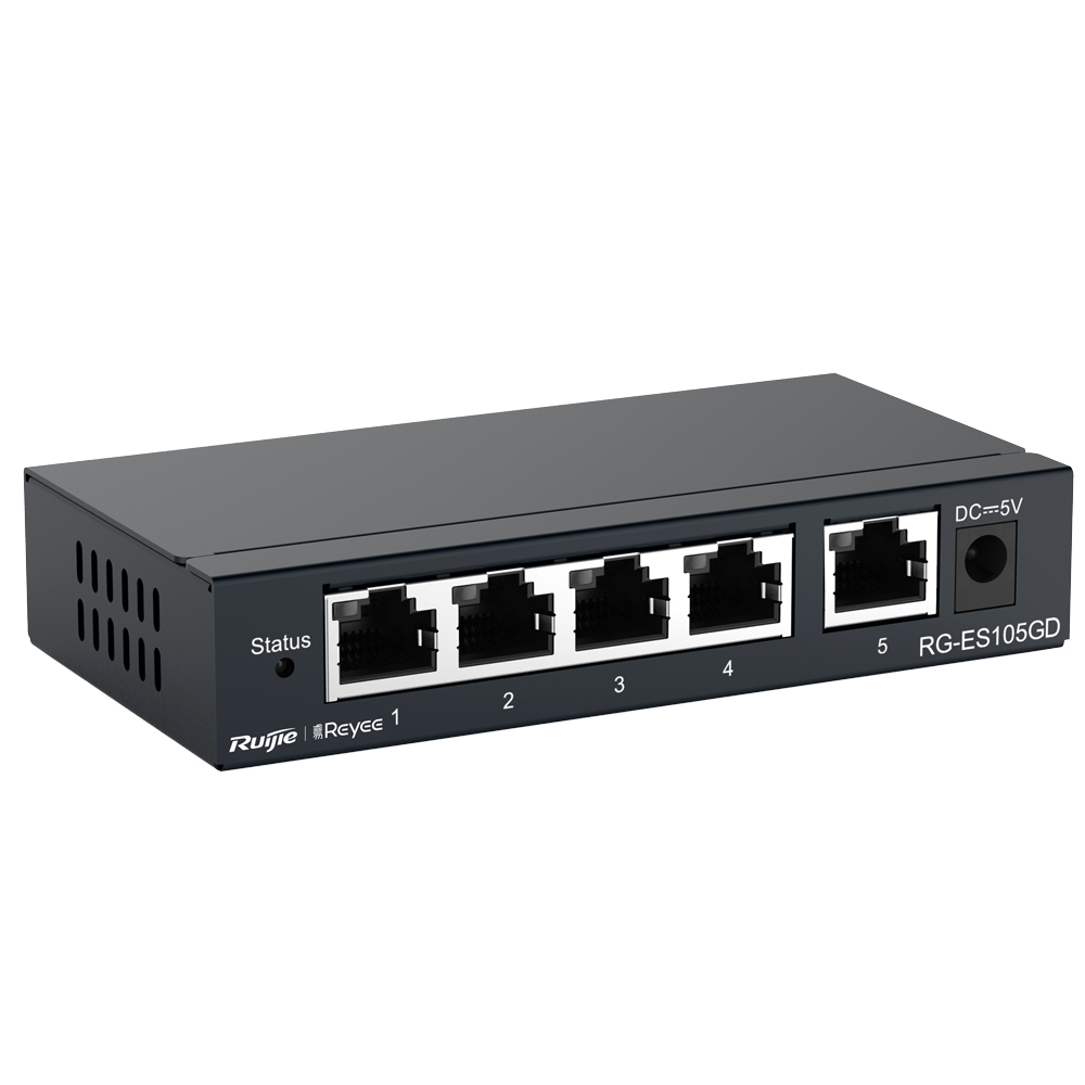 Reyee Switch da Tavolo - Alloggiamento in Metallo - 5 porte RJ45 - Velocità 10/100/1000 Mbps - Plug and Play - Tecnologia a risparmio energetico