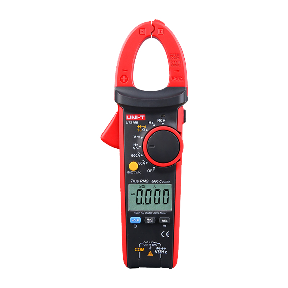 LCD current clamp - DC measurement up to 1000V - AC measurement up to 750V and 600A - Average resistance, capacity and frequency - Auto Range | Diode test | True RMS | NVC - 30mm caliper opening