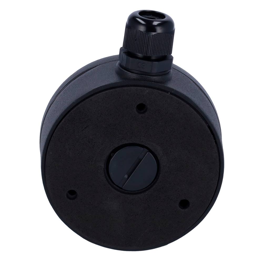 Scatola di giunzione - Per telecamere dome o bullet - Installazione a tetto o parete - Per esterni - Colore nero - Passacavo