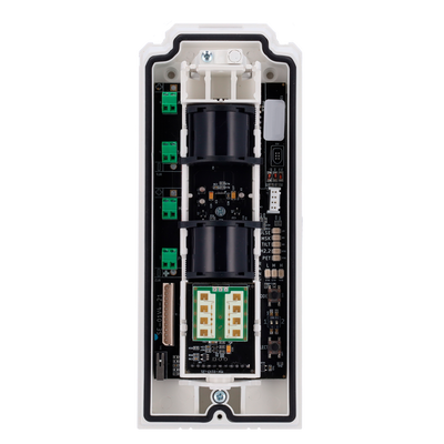 Rilevatore da esterno cablato Duevi - Doppio PIR e microonde (24 GHz) - Rilevamento 15 m / Antimasking / Pet immunity - Alimentazione 9.6 ~ 14.5 VDC - Compatibile con i sistemi di allarme cablati - Uso esterno IP54 / Antivandalo IK10