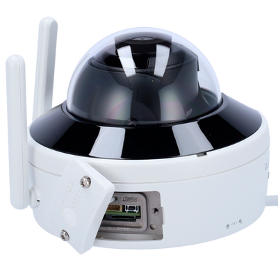 Cámara Domo IP de 4 Megapíxeles - CMOS de escaneo progresivo 1/2.7" - WIFI con conexión Hotspot - Compresión H.265+ / H.265 - Lente de 2.8 mm - Micrófono incorporado | WDR - Grabación en tarjeta Micro SD