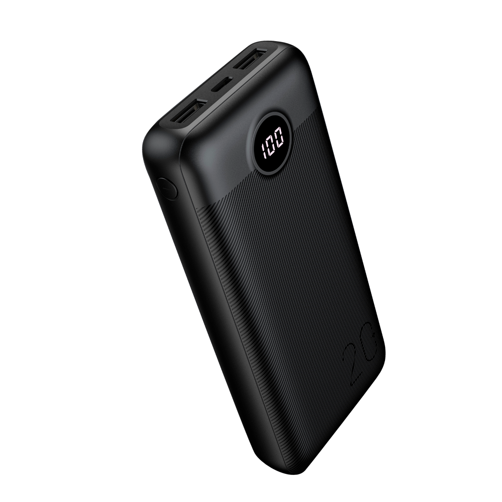 VEGER - Power bank Ultra sottile - Capacità 20000mAh (74Wh) - Ricarica veloce 20W - Ingressi Micro USB, USB-C, Uscite 2 USB-A - Schermo LCD