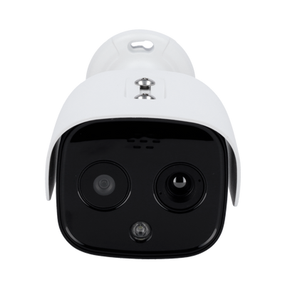 Cámara térmica IP InfiRay FB4 series - Sensor térmico VOx FPA 640x512 12μm |Lente 9.1mm - Sensor visible 1/2.8" CMOS | 5Mpx | Lente 4mm - Sensibilidad térmica ≤40mK - Rango medición temperatura -20~550ºC/±2ºC o ±2% - Detección de preventiva de incend