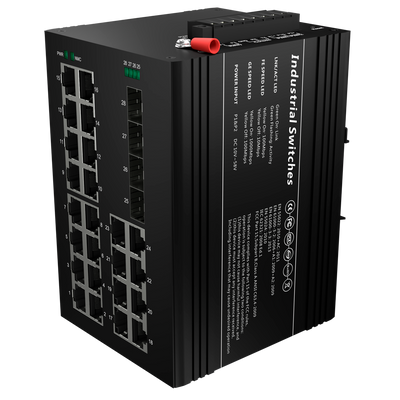Switch PoE White Label - Montaggio su guida DIN - 24 Porte Gigabit + 4 SFP Gigabit - 90W porte 1-2 23-24/30W porte 3-22 /Max 360W - IEEE802.3af/at/bt | PoE/PoE+/Hi-PoE - VLAN/STP/RSTP/MSTP/ERPS/SNMP/ACL - Static LAG/IGMP Snooping/DHCP Snoop/802.1x