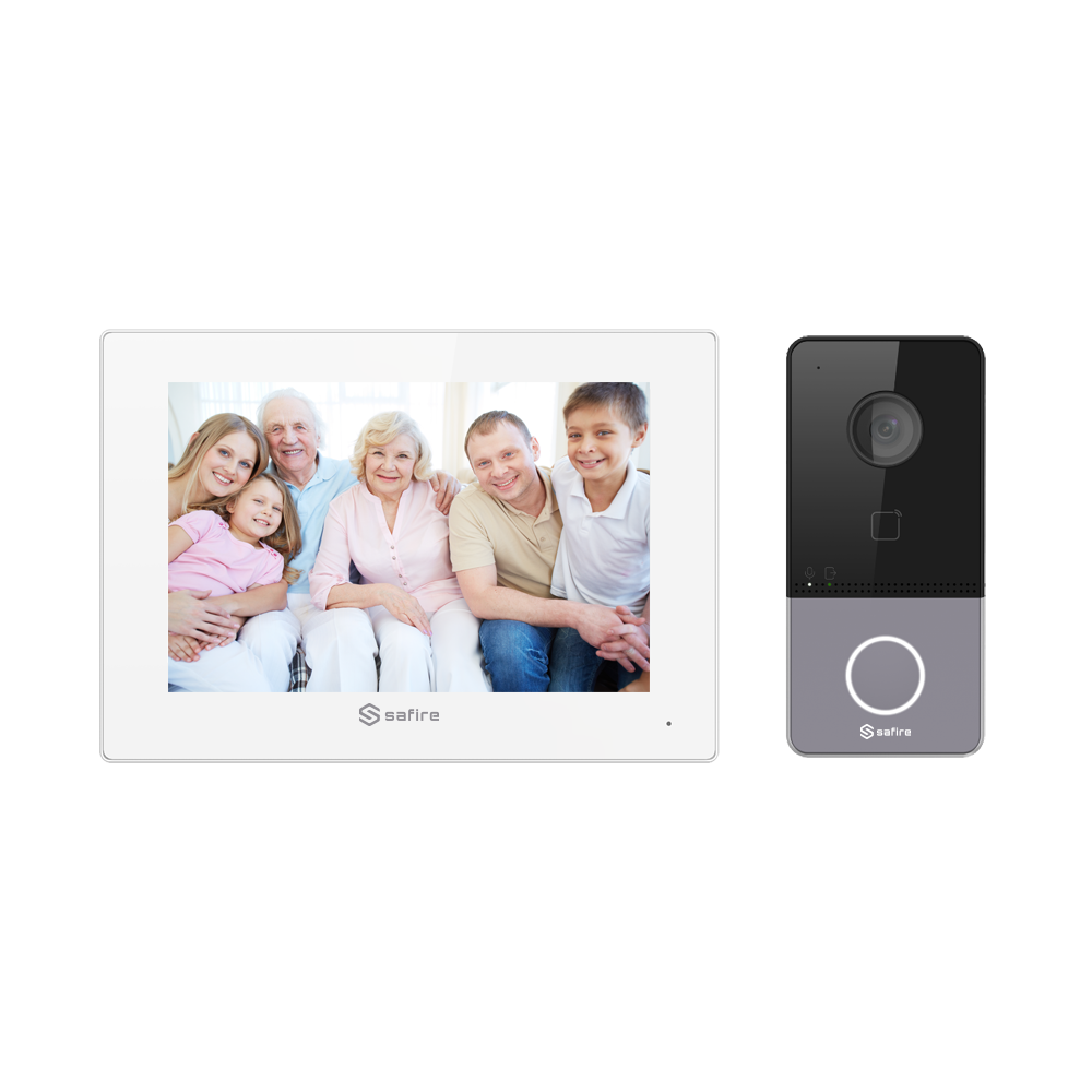 Video intercom kit - IP and WiFi technology - Includes an economic monitor and an external station - MF reader | Standard PoE - Mobile app with P2P from outdoor location - Surface mount