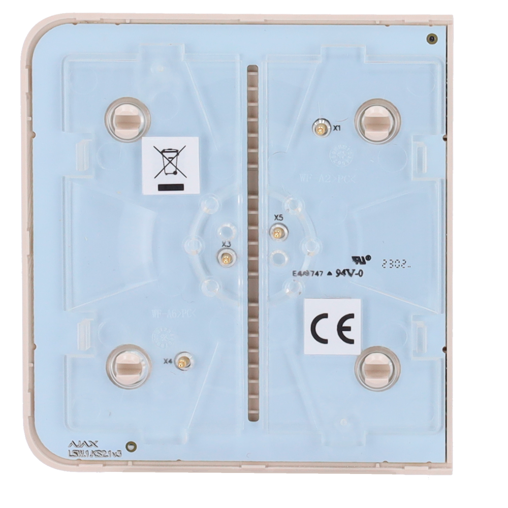 Ajax - LightSwitch SideButton - Panel táctil de interruptor de luz - Compatible con AJ-LIGHTCORE-1G / -2W - Retroiluminación LED - Panel táctil lateral sin contacto - Color marfil
