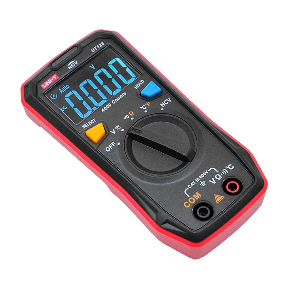 Multimetro digitale tascabile - Misurazione della tensione DC e AC fino a 600V - Misura della temperatura - Misurazione di resistenza - Funzione NVC - Cicalino per test di continuità