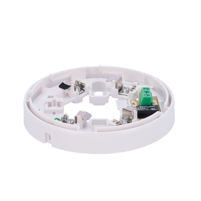 Low profile base with relay - Up to 12VDC 0.5A / NO/NC/C terminal - Compatible with V2 and high base detectors - Required for detector installation - Simple mounting - Ability to lock the detector to the base - Compatible with