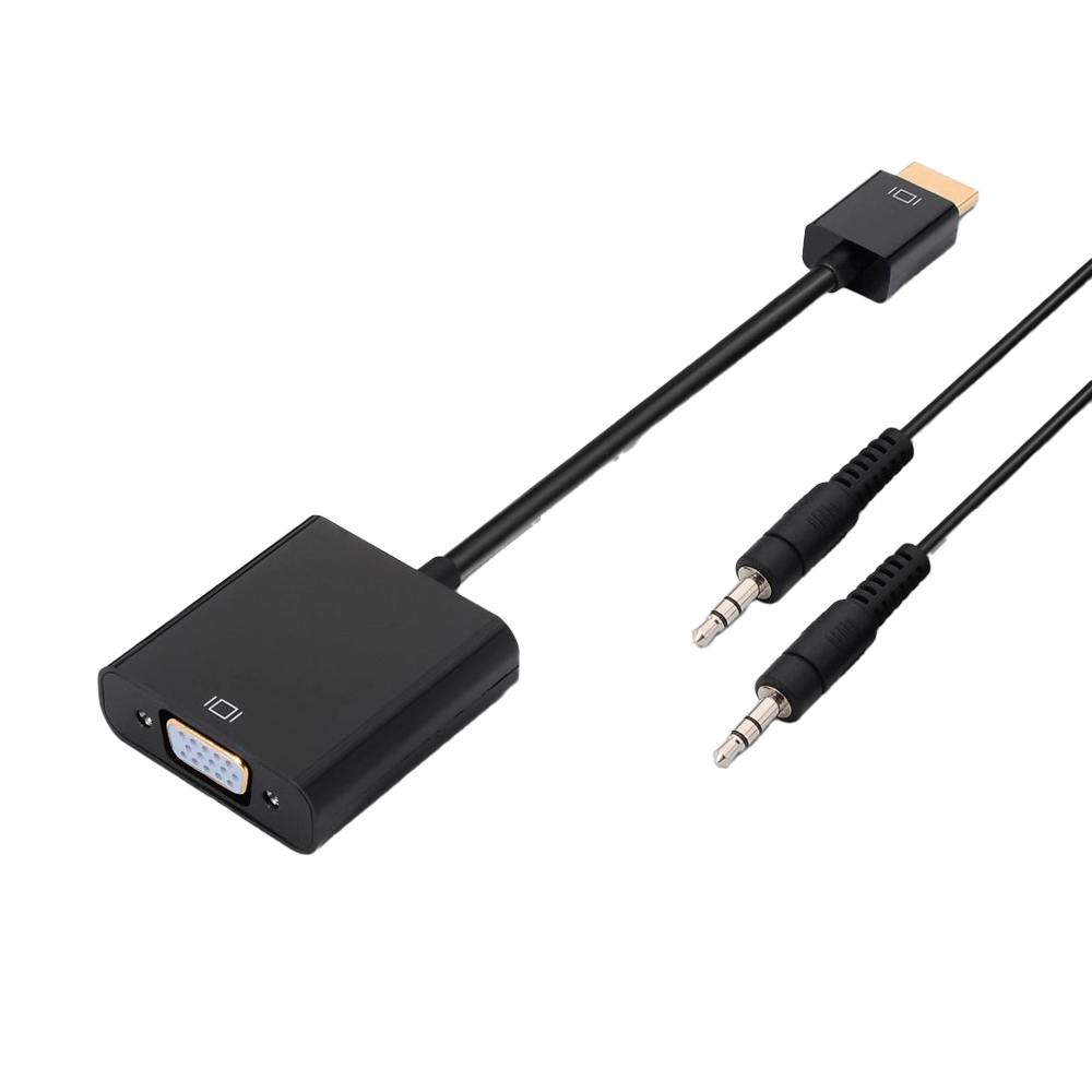 Conversor HDMI - VGA + audio - Entrada HDMI macho  - Incluye cable jack 3&#039;5mm macho-macho de 1 metro - Salida SVGA(D-Sub 15) + jack 3&#039;5mm hembra - Soporta señal de salida 1080p - Soporta HDCP 1.2