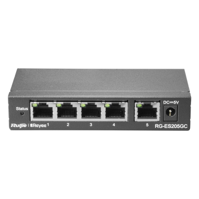 Reyee Cloud Layer 2 Switch - 5 Gigabit RJ45 Ports - 10/100/1000 Mbps Port Speed ​​- Plug &amp; Play - VLAN/Port Isolation/Loop Detection - Port Speed ​​Limit
