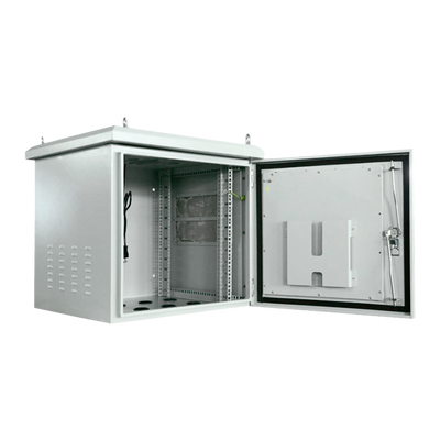 Armadio rack a parete - Fino a 9U rack da 19" - Fino a 100 Kg di carico - Con griglie di ventilazione e passacavi - Grado di protezione IP65 - 8 Ingressi per cablaggio