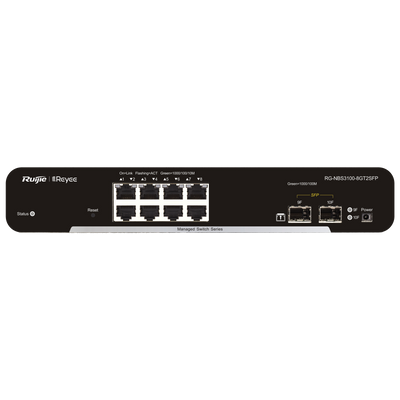 Reyee Switch Cloud Layer  2 - 8 porte Gigabit+ 2 SFP Gigabit - Velocità 10/100/1000 Mbps - Static LAG/DHCP Snooping/IGMP Snooping/Port Mirroring - VLAN/Port Isolation/STP/RSTP/ACL/QoS - Montaggio su rack