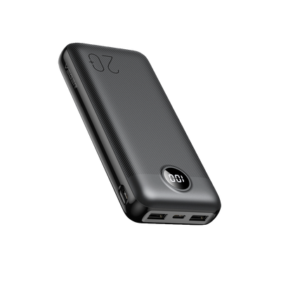 VEGER - Ultra thin power bank - 20000mAh (74Wh) capacity - 20W fast charging - Micro USB, USB-C inputs, 2 USB-A outputs - LCD screen