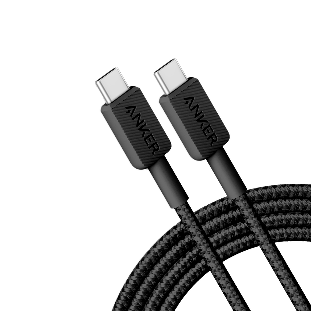 Anker - Cable USB2.0  - USB-C a USB-C - Carga rápida - Cubierta de metal trenzado  - Longitud 1.8m | Color negro