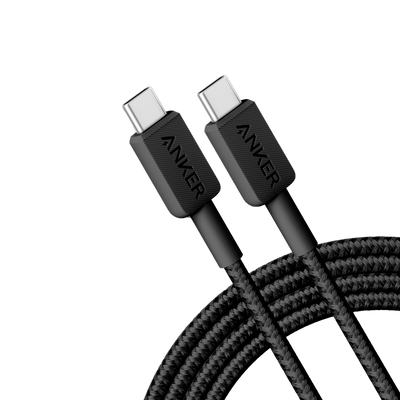 Anker - Cable USB2.0  - USB-C a USB-C - Carga rápida - Cubierta de metal trenzado  - Longitud 1.8m | Color negro