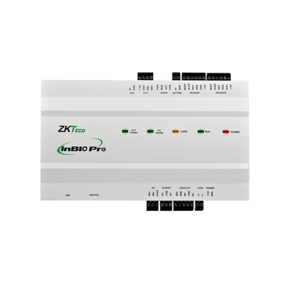 Controlador de acceso biométrico - Acceso mediante huella, tarjeta o contraseña - Comunicación TCP/IP | RS485 - 2 lectores Wiegand | 2 lectores RS485 - Salida de relé para 1 puerta - Software ZKBio CVSecurity