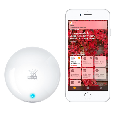 Flood detector - Wireless / Bluetooth - Compatible with Apple HomeKit - Internal antenna - NC contact for Alarm system - DC12V or 1 CR123A 3.0 V battery