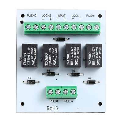 Módulo de relé - Creación de 2 puertas enclavadas - Doble salida - Pequeñas dimensiones - Apto para cualquier tipo de puerta - Alimentación 12 VDC