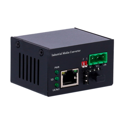 Industrial Multimedia Converter - 1x Ethernet RJ45 - 1x SFP - Fast Ethernet - 10/100 Base-TX - Ultra Compact Dimensions - Installation on DIN Rail