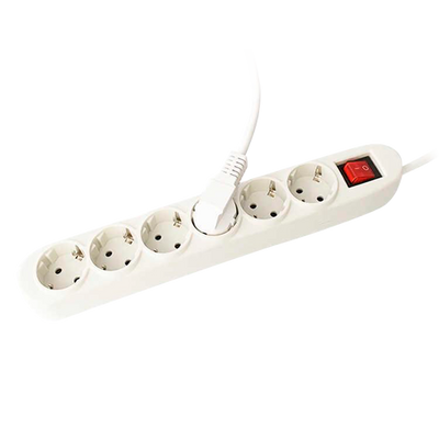 Power strip - 6 outlets up to 250VAC / 16A max. - On/off switch - White color