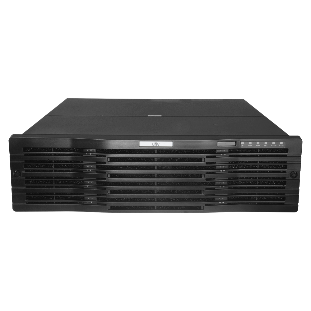 NVR per videocamere IP - Gamma Pro - 64 CH vídeo | 12 Mpx - Supporta 2 schede di decodifica - Larghezza di banda 384 Mbps - Supporta 16 hard disk | RAID