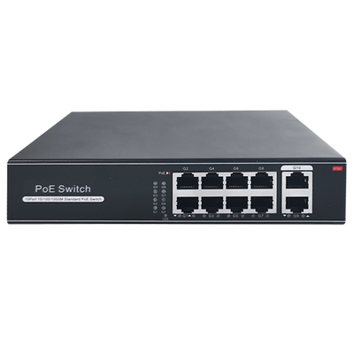 PoE Switch - 8 RJ45 + 2 RJ45 Uplink ports - Port speed 10/100/1000 Mbps - 8 PoE 802.3af/at ports up to 30W for each port - PoE total power 120W - Plug and Play