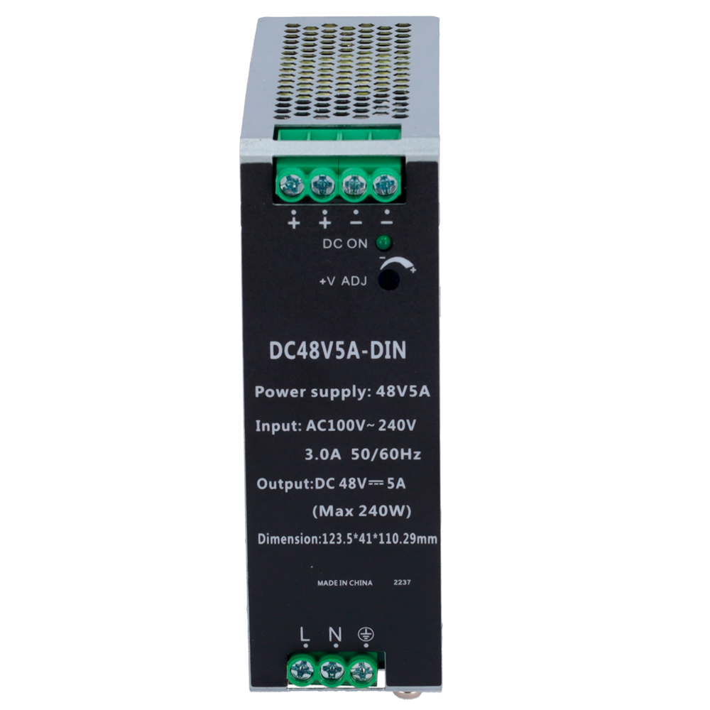 Switched Power Source - DC 48V 5A / 240W output - 2 outputs - Input voltage 100V ~ 240V - 123.5 (H) x 41 (W) x 110.3 (L) mm - DIN rail mounting
