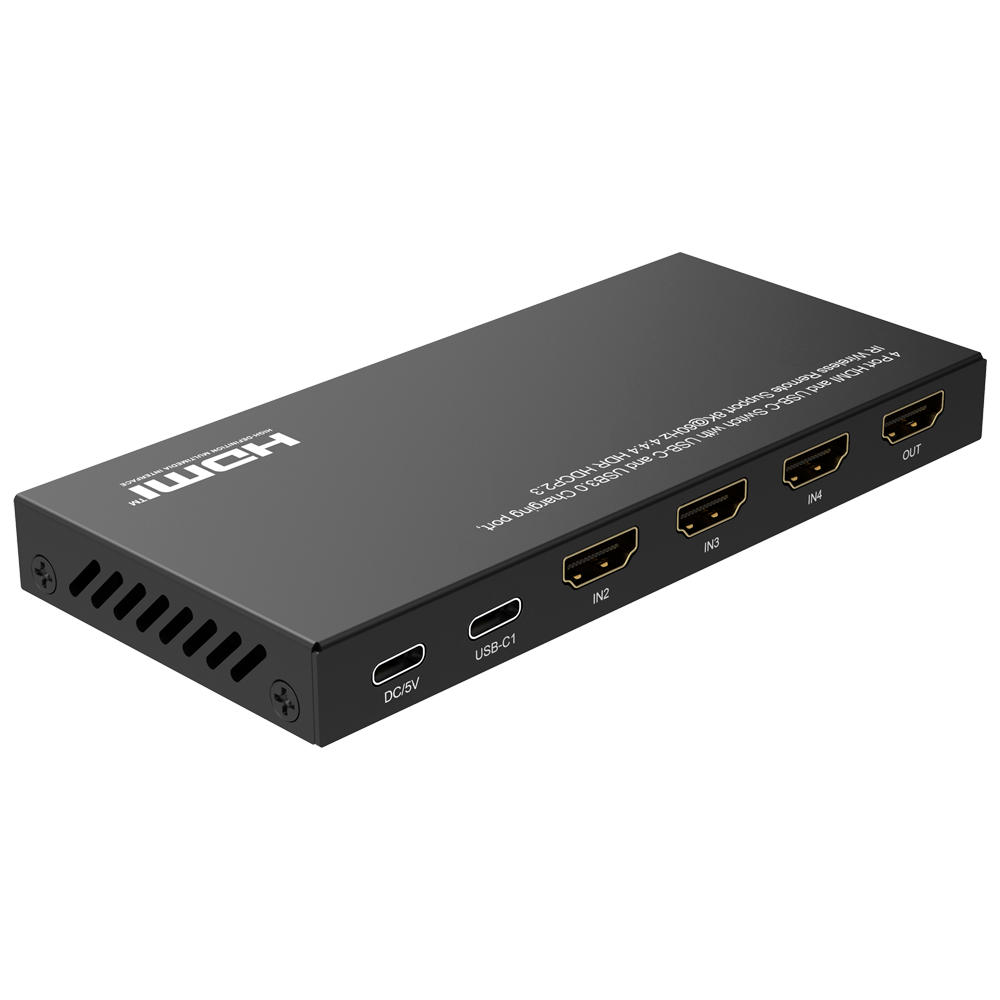 HDMI Switch - 3 Entradas HDMI - 1 entrada USB-C - 1 Salida HDMI  - Resolución 8K@60Hz - Control con mando a distancia