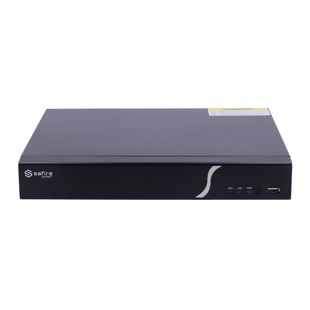 Safire Smart - NVR video recorder for B1 range IP cameras - 4 CH video / H.265 compression - Resolution up to 8Mpx / Bandwidth 40Mbps - 4K HDMI and VGA output / 1HDD - Supports VCA events from IP cameras / POS function