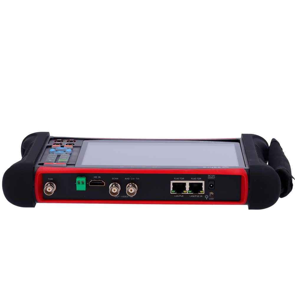 Tester TVCC Multitasking - Supporta telecamere HDTVI, HDCVI, AHD, CVBS e IP (4K) - Schermo LCD colore 7" - Test video, audio, cavi UTP e TDR - Batteria incorporata 5000 mAh - Connessione WiFi / Multimetro digitale