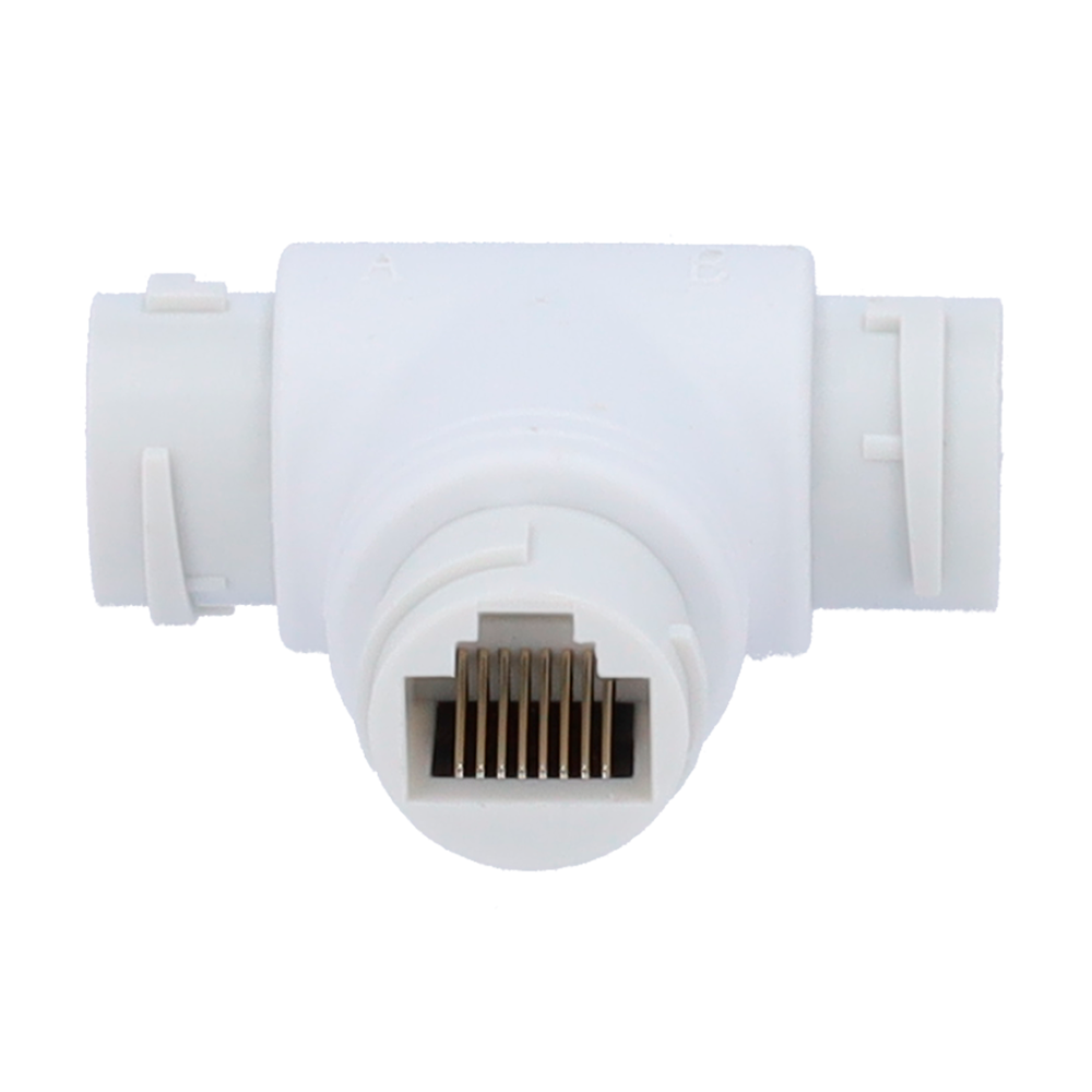 Adaptador RJ45 - Conector entrada RJ45 hembra - Conector salida 2 RJ45 hembra - Compatible UTP  - IP66 - Color blanco