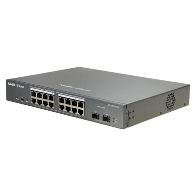 Reyee Switch PoE Cloud Gestibile L2 - 16 porte PoE 802.3af/at + 2 SFP - 16 RJ45 10/100/1000Mbps + 2 SFP 10/100/1000Mbps - 30W per porta 802.3af/at / Massimo 240W - VLAN/Port Isolation/Loop Detection - Limite di Velocità della Porta