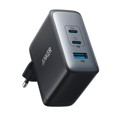 Anker - Cargador USB - Potencia 100W - Carga rápida  - Salidas 1 USB-A, 2 USB-C (IQ3.0 y PPS 1.0) - Color negro