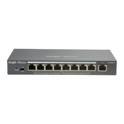 Reyee Switch PoE Cloud Gestibile L2 - 8 porte PoE 802.3af/at + 1 Uplink RJ45 - 8 RJ45 10/100/1000Mbps + 1 RJ45 10/100/1000Mbps - 30W per porta 802.3af/at / Massimo 120W - VLAN/Port Isolation/Loop Detection - Limite di Velocità della Porta