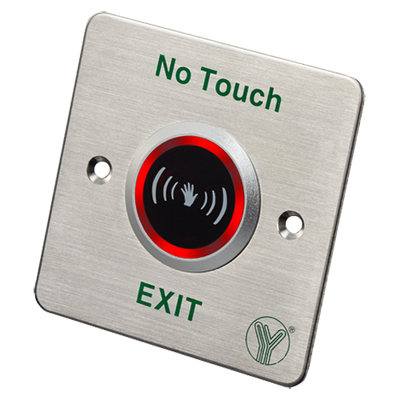 Contactless opening button - Infrared sensor with LED indicator - Tested 100,000 uses - NO/NC/COM | Flush or surface mounting - Detection range 4-12cm - Stainless steel finish