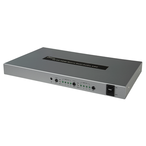 HDMI signal multiplier - 4 HDMI inputs - 2 HDMI outputs - Up to 4K (in and out) - Maximum output length 15m - DC 5V power supply