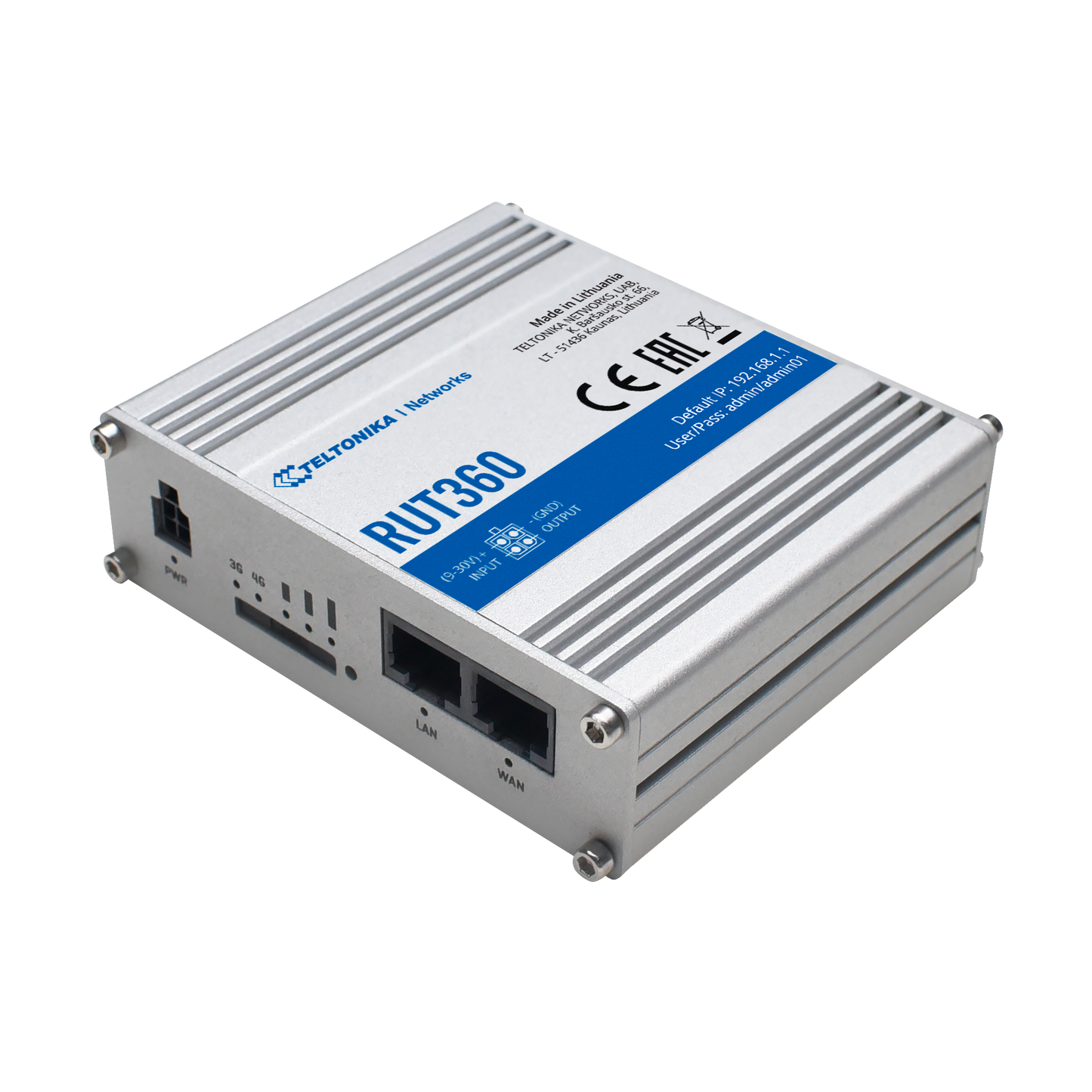 Teltonika Router 4G Industriale - 2 porte Ethernet RJ45 Fast Ethernet - 4G (LTE) Cat 6 fino a 300Mbps - 2x Ingressi + 2x Uscite Digitali - Wi-Fi 802.11b/g/n 2.4GHz - Alloggiamento in Alluminio