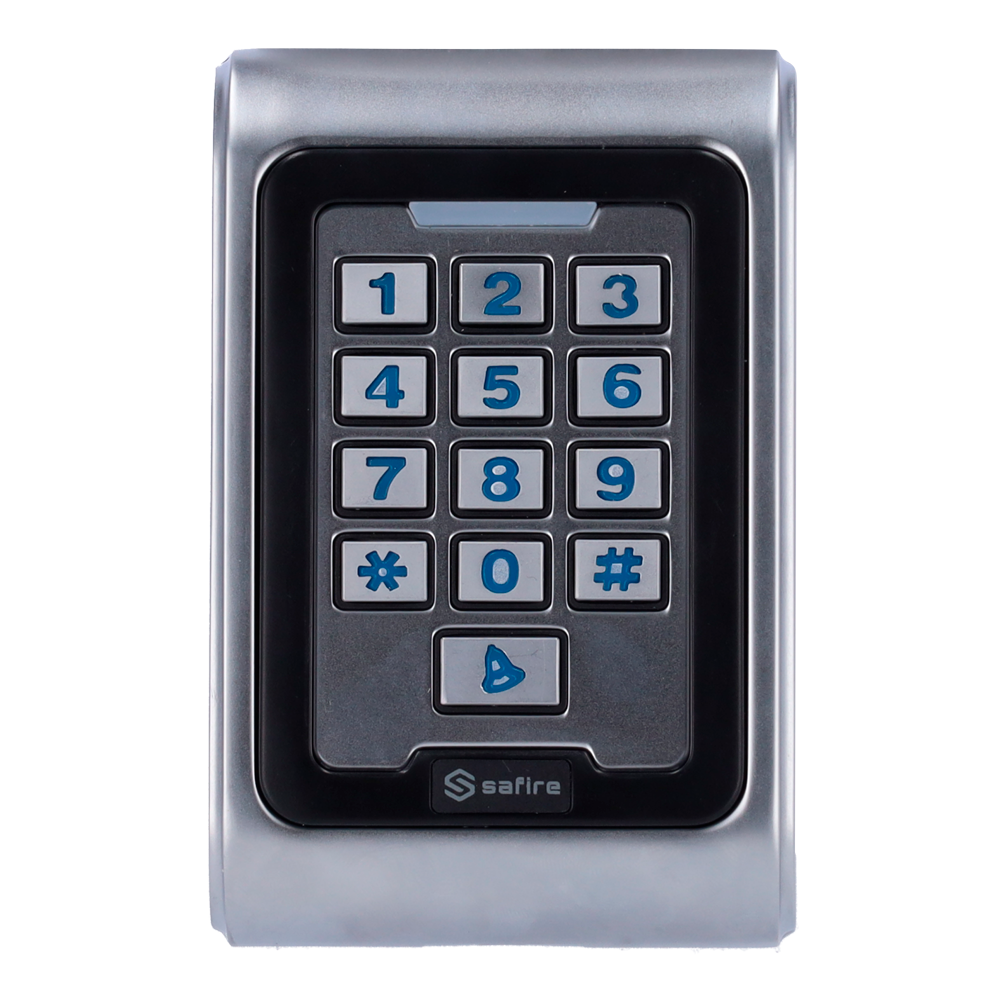 Control de acceso autónomo - Acceso por tarjeta EM y PIN - 2 salidas de relé, pulsador, sensor y timbre - Wiegand 26 - Control de tiempos - Apto para exterior IP68