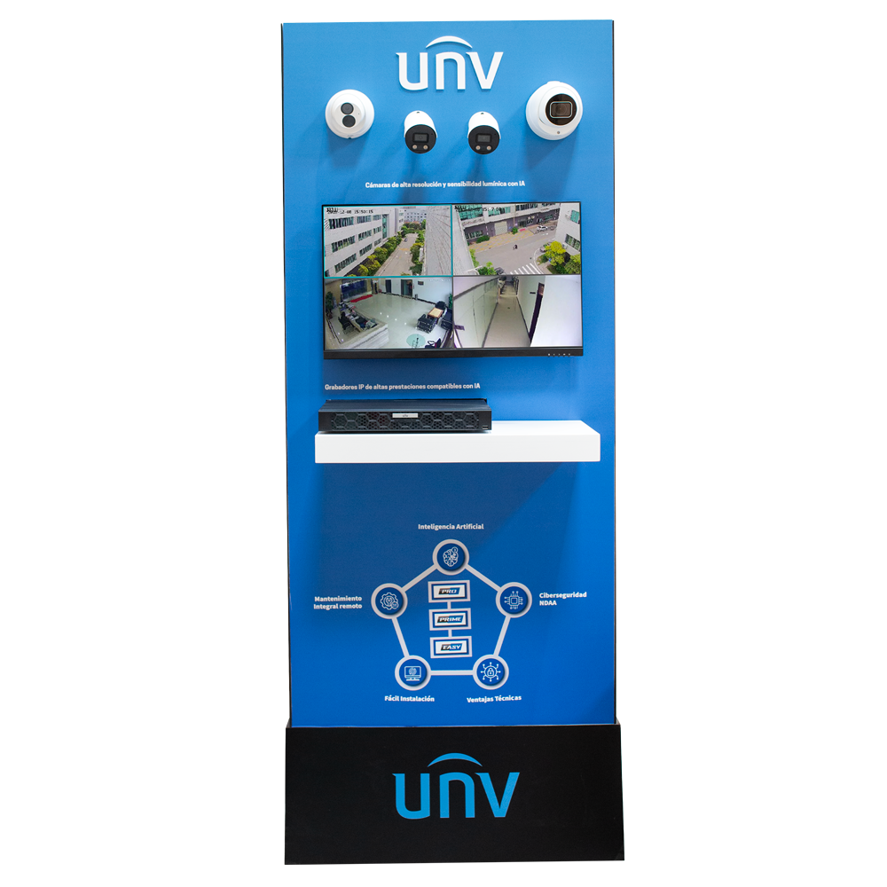 Panel de exposición de Uniview - CCTV 4K - Las tecnologías más avanzadas - Switch con conexión internet - Plug &amp; Play - Stand incluido